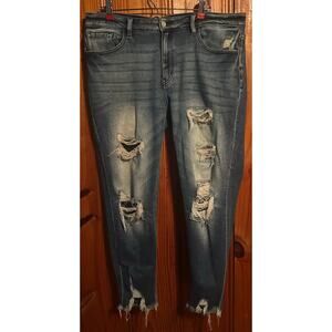 Kancan signature midrise ankle skinny jeans distressed size 32